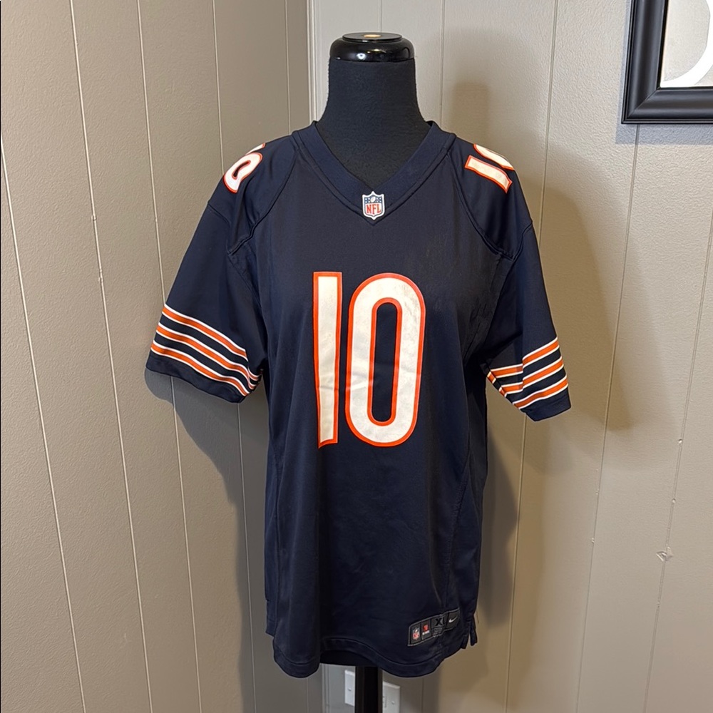 B4 Nike Kids XL Mitchell Trubisky Bears NFL Dark Blue and Orange Jersey